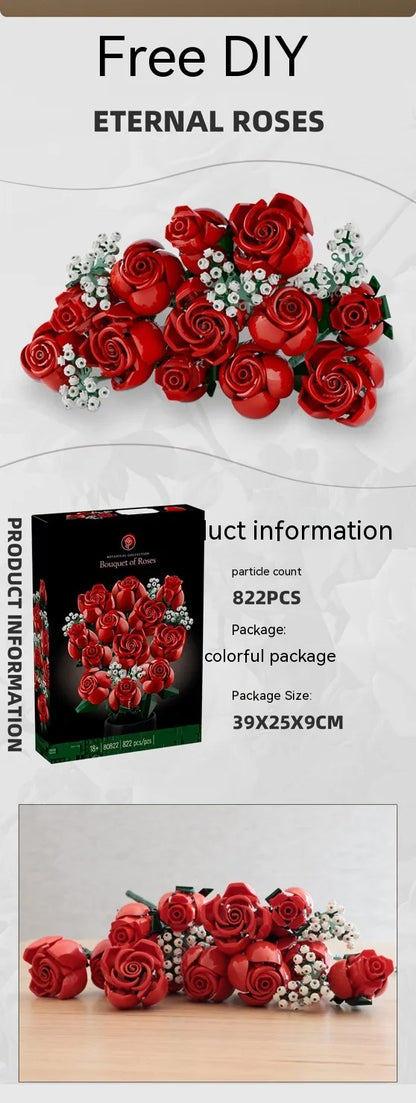 DIY Rose Bouquet Building Block Set
