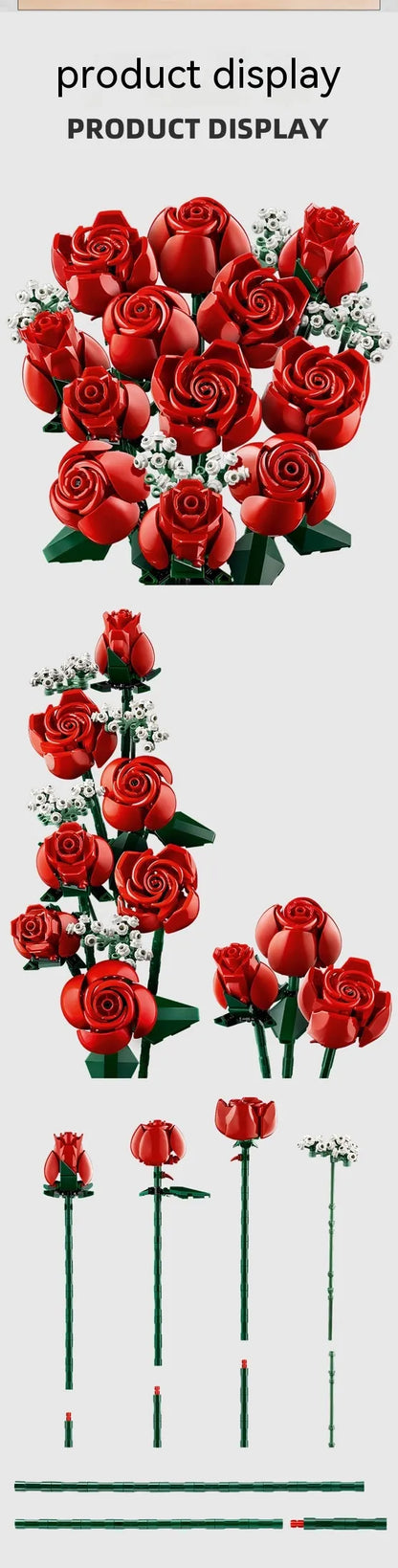 DIY Rose Bouquet Building Block Set