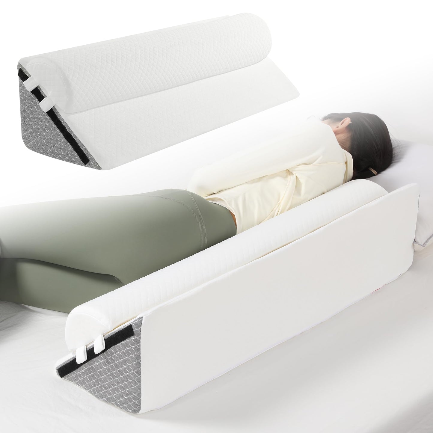 HOMBYS Extra Large Adjustable Wedge Pillow for Side Sleepers 34" Back Pillow for Comfort and Support Memory Foam Bed Wedge for Sleeping Pregnancy Cushion Ergonomic Design